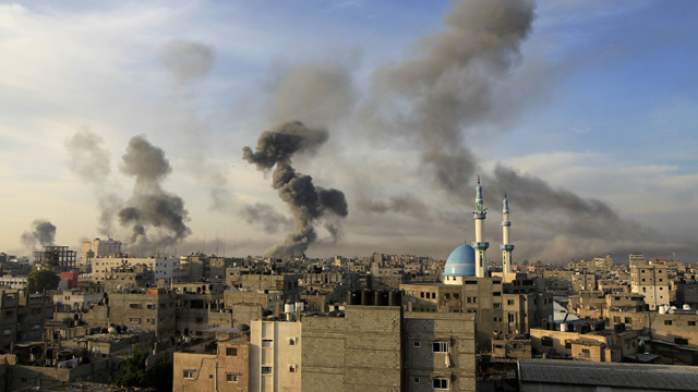 Smoke billows after Israeli air strikes in Gaza
